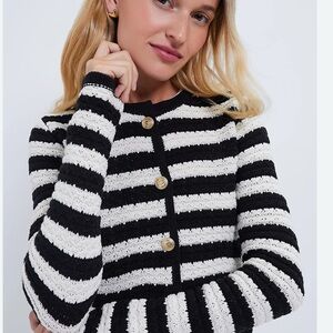 Moon River Black and Cream Knit Cardigan